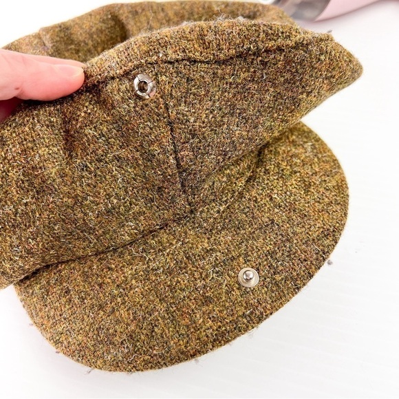 Stetson Wool Brown Tweed Flat Cap Mens small Stiff Button Brim Rounded Back - Picture 6 of 7